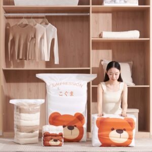 Multiple Vacuum Compression Zipper Storage Bags for Space Saving and Travel