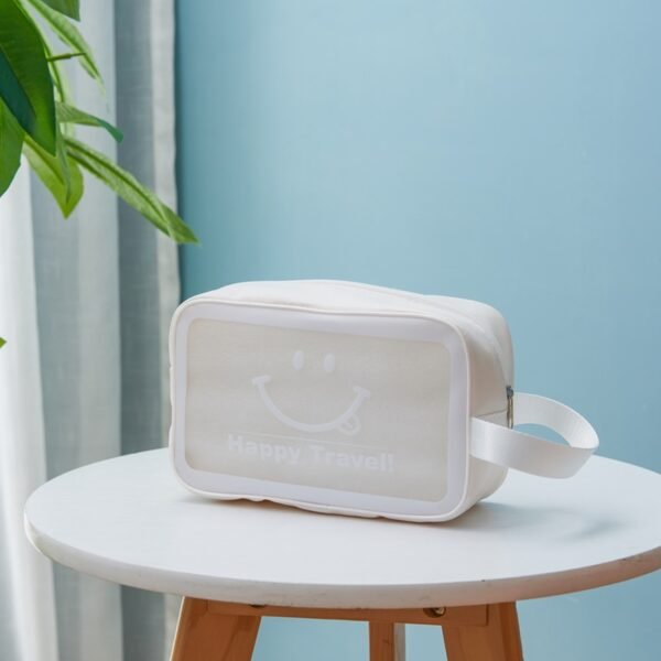 Smiley Face PU & Frosted PVC Toiletry Bag - Image 5