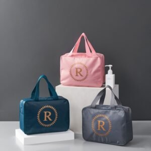 Letter-Printed Portable Toiletry Bag