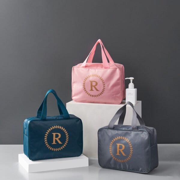 Letter-Printed Portable Toiletry Bag