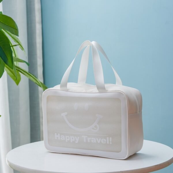 Smiley Face PU & Frosted PVC Toiletry Bag - Image 2