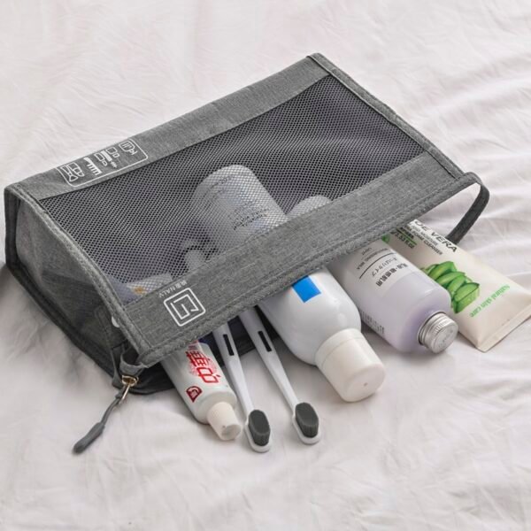 Cationic Fabric & Mesh Travel Toiletry Bag - Organize Cosmetics & Toiletries for Trips - Image 9