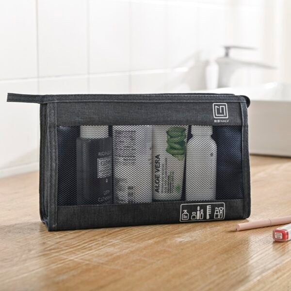 Cationic Fabric & Mesh Travel Toiletry Bag - Organize Cosmetics & Toiletries for Trips - Image 4