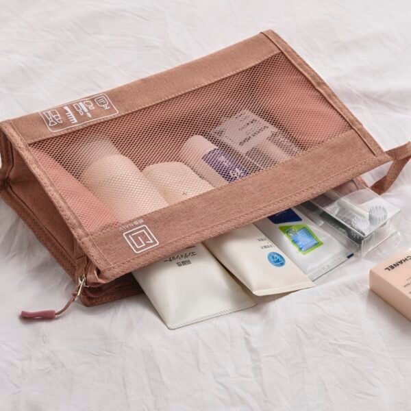 Cationic Fabric & Mesh Travel Toiletry Bag - Organize Cosmetics & Toiletries for Trips - Image 7
