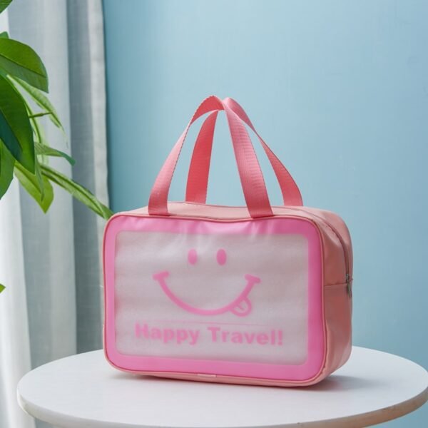 Smiley Face PU & Frosted PVC Toiletry Bag - Image 3