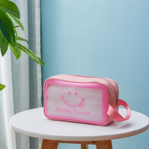 Smiley Face PU & Frosted PVC Toiletry Bag - Image 8
