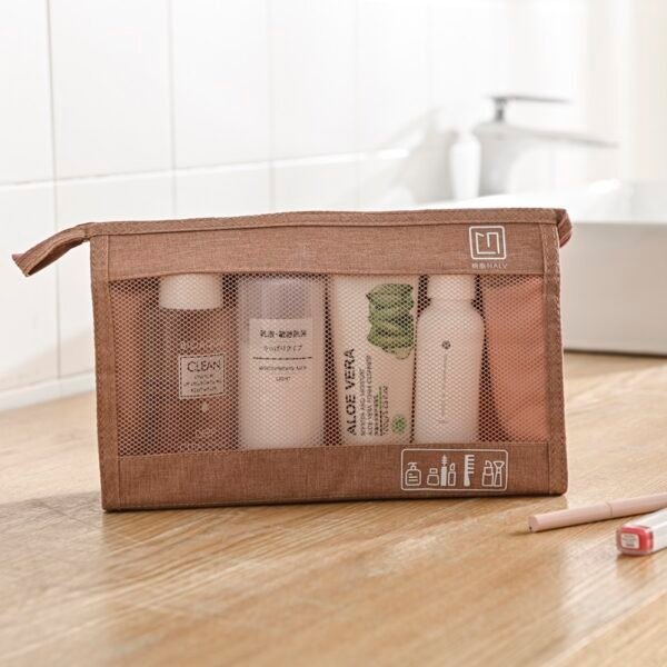 Cationic Fabric & Mesh Travel Toiletry Bag - Organize Cosmetics & Toiletries for Trips - Image 2