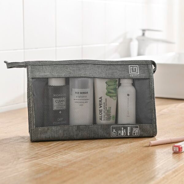 Cationic Fabric & Mesh Travel Toiletry Bag - Organize Cosmetics & Toiletries for Trips - Image 3