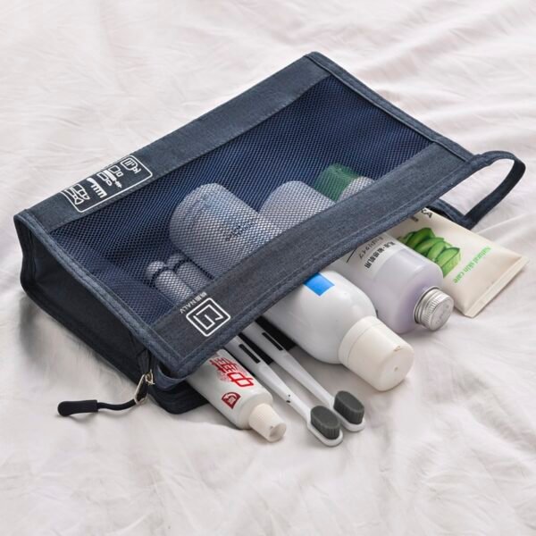 Cationic Fabric & Mesh Travel Toiletry Bag - Organize Cosmetics & Toiletries for Trips