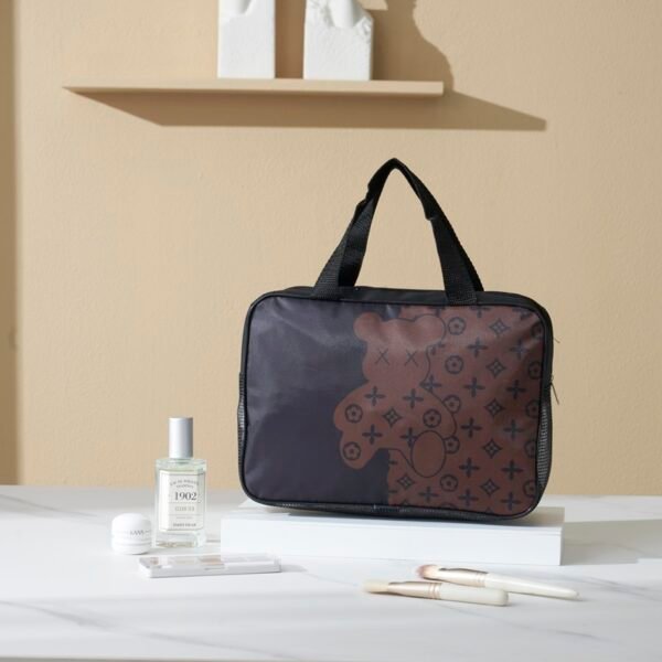 Oxford & Mesh Fabric Toiletry Bag with Adorable Bear Design - Image 3