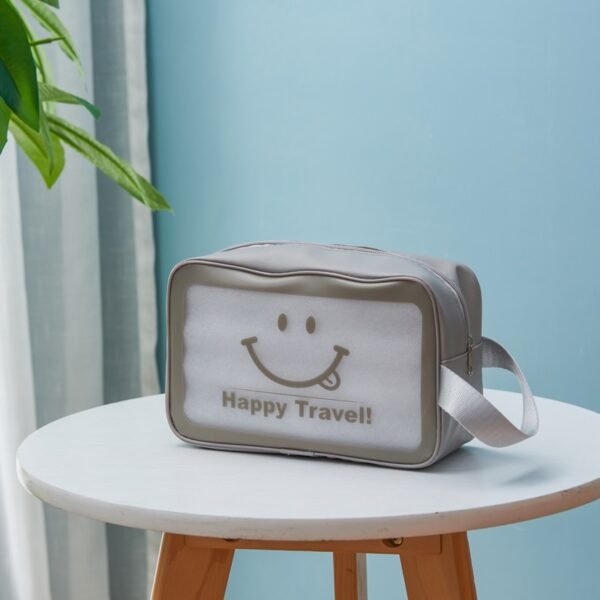Smiley Face PU & Frosted PVC Toiletry Bag - Image 6