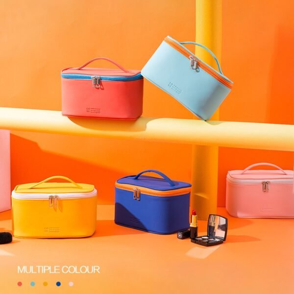 Candy Color PU Leather Cosmetic Bag Set of 3 - Image 4