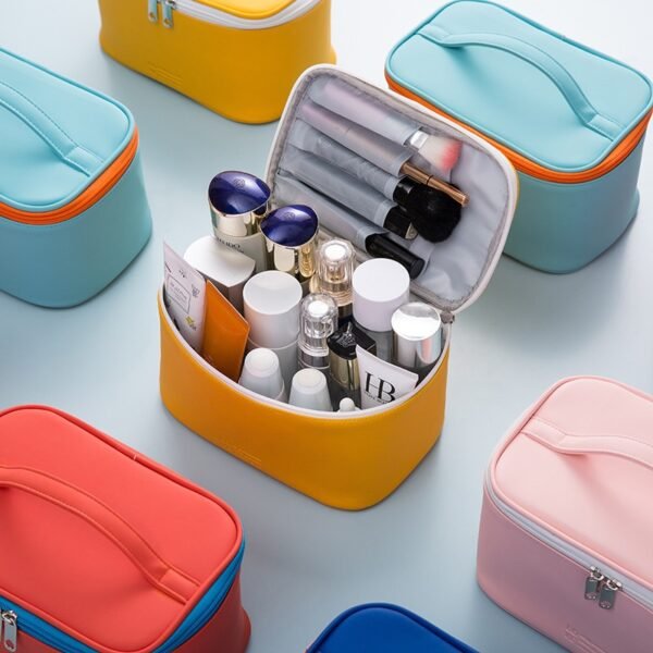 Candy Color PU Leather Cosmetic Bag Set of 3 - Image 5