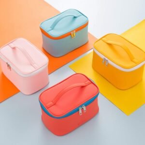 Candy Color PU Leather Cosmetic Bag Set of 3