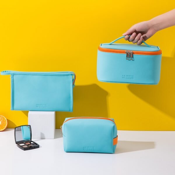 Candy Color PU Leather Cosmetic Bag Set of 3 - Image 16