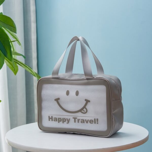 Smiley Face PU & Frosted PVC Toiletry Bag - Image 4