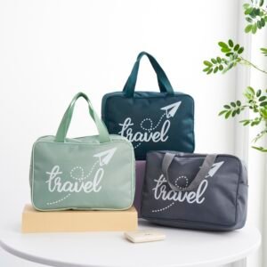 Durable Travel-themed Toiletry Bag