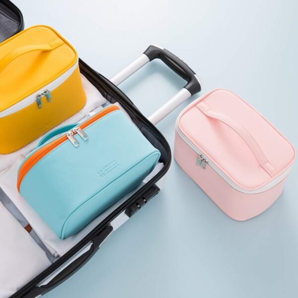 Candy Color PU Leather Cosmetic Bag Set of 3 - Image 3