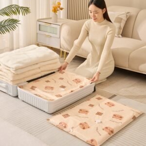 Multiple Vacuum Compression Zipper Storage Bags for Space Saving and Travel