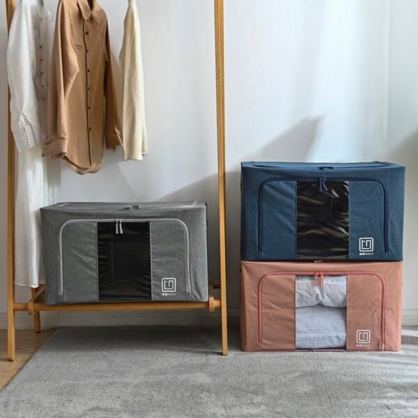 Fabric Clothes Storage Bins with Steel Frame - Image 3