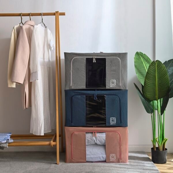 Fabric Clothes Storage Bins with Steel Frame - Image 4