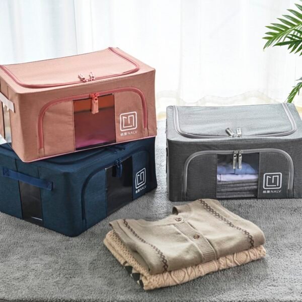 Fabric Clothes Storage Bins with Steel Frame - Image 6