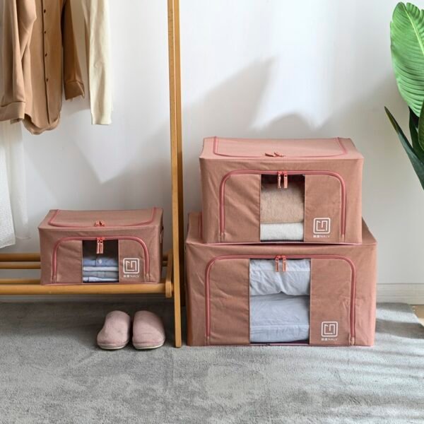 Fabric Clothes Storage Bins with Steel Frame - Image 2