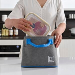 Insulated Lunch Bag with Contrast-Color Handles