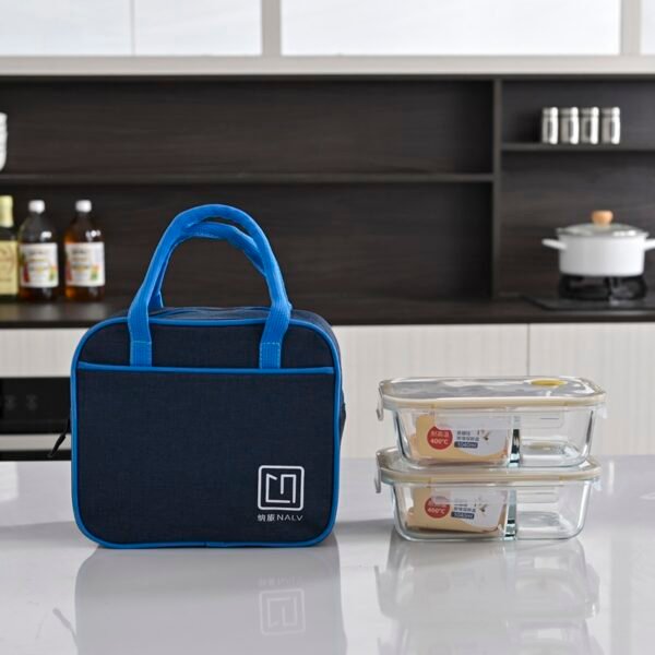 Cationic Fabric + Aluminum Foil Color - Block Portable Zipper Insulated Lunch Bag - Image 3